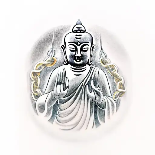 Budha Holding A Broken Chain With Each Hand