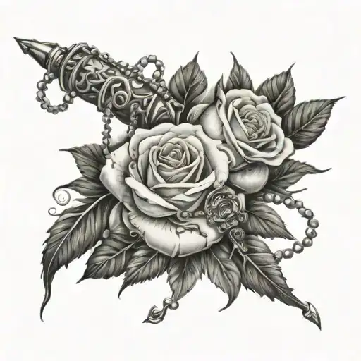 Dagger A Rose With The Rosary Wrapped