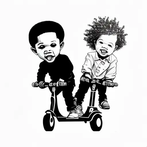 Black An White Boys On Stunt Scooter