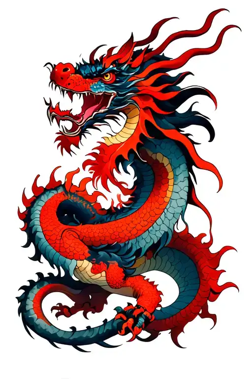 Japan Dragon With Red Accents