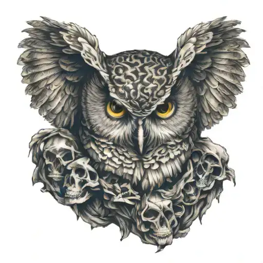 Owl On Top Of A Skull