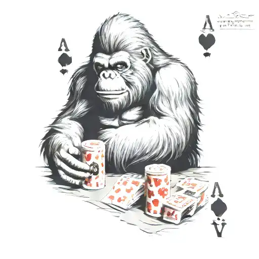 Bigfoot Playing Poker