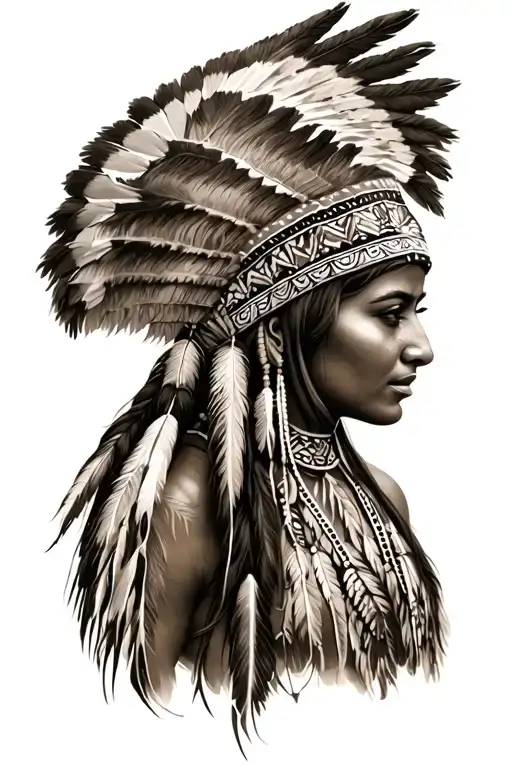 Native American Queen With Headdress Being Worn