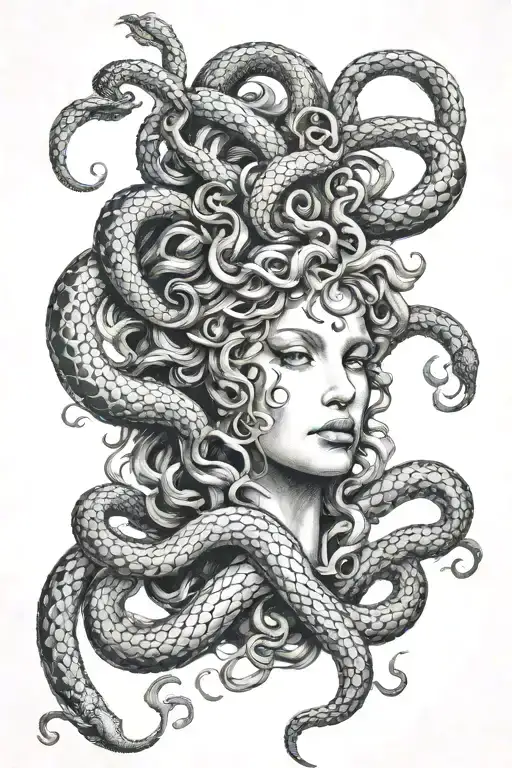 Medusa With Snakes And Semi Colon