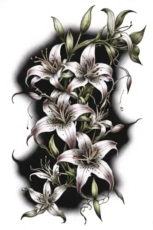 A Bunch Of Red Lily Spider For The Back