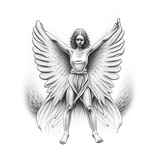 Two Doors With An Angel Giving The Choice Of Hell Or Heaven