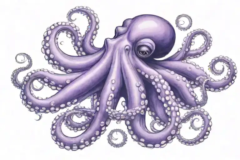 Purple Octopus Wrapping Its Tentacles Around A Name Realism
