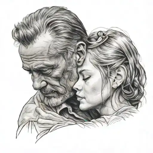 Father Kissing His Teenage Daughter's Forehead