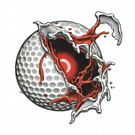 A Golf Ball Leaving A Realistic Wound With Blood Splatter And Torn Skin And Exposed Muscle