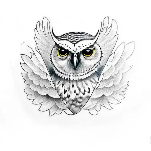 Owl And Raven Embracing Each Other Wings Over Each Other