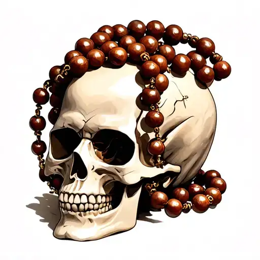Skull With A Rosary Beads