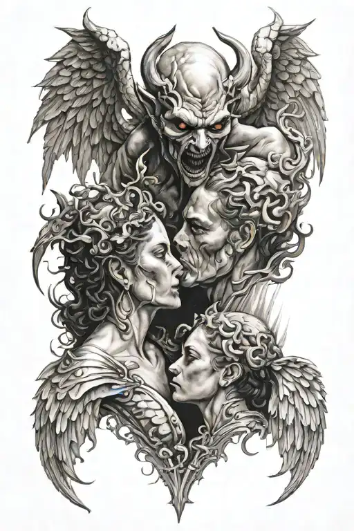 Demon And Angels Kissing