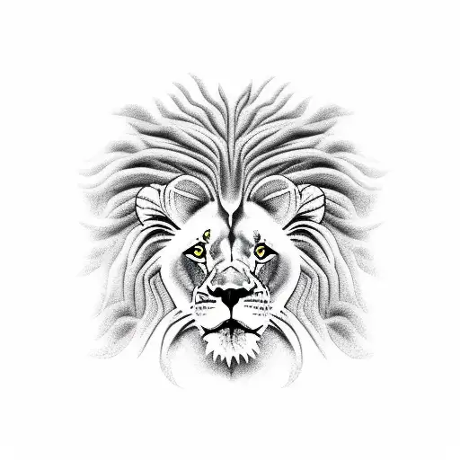 Lion And Girl With Afro Combine