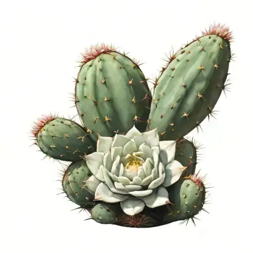 Cactus With Blooming Flowers Representing Arizona