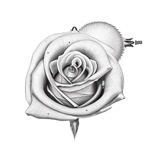 Flying Pig With A Single Rose Stem Being Held In Its Mouth Hanging Out The Sides