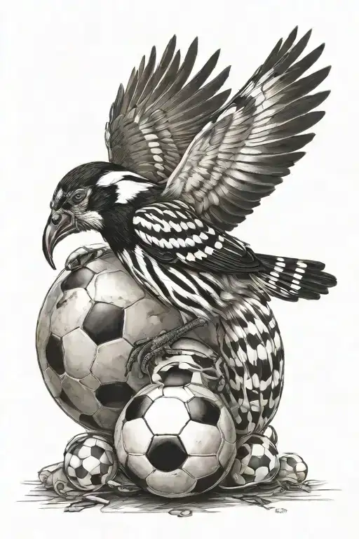 Magpie On Back Zebra With Football