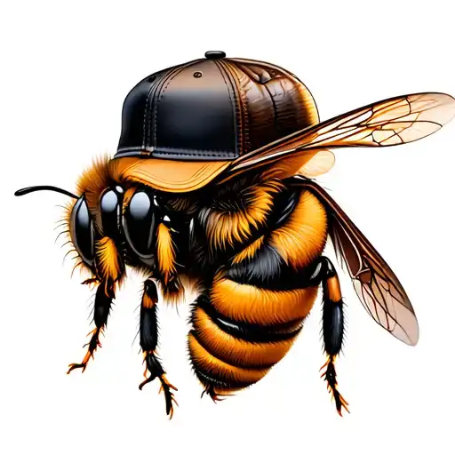 Bee With Trucker Hat On His Head