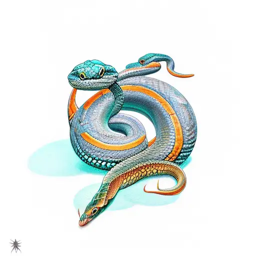 Teal Snake With Pumpkin