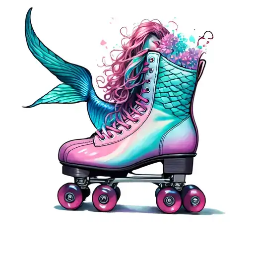 Mermaid Tail Sticking Out Of The Top Of A Roller Skate