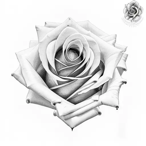 Rose With Stem And Also The Word Tej Written Beside It