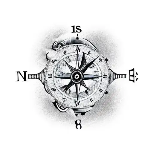 Clock And Compass Indicating The Same Direction For The Name Mother And Father