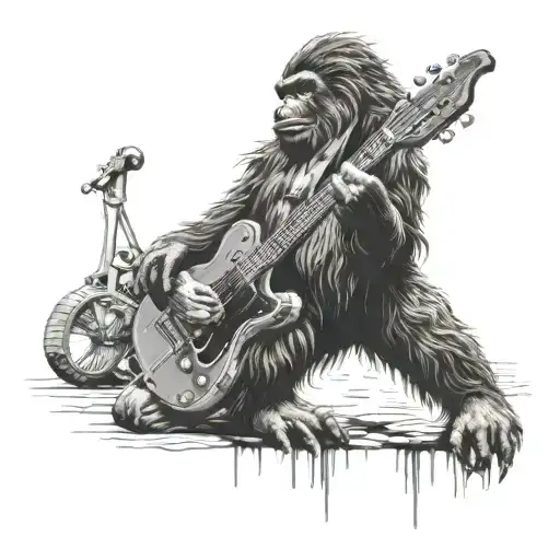 Bigfoot Playing Guitar