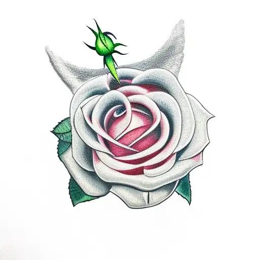 Flying Pig With A Single Rose With Stem Being Held In Its Mouth Hanging Out The Sides
