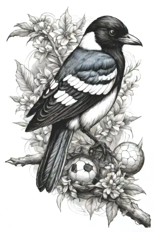 Magpie Sat On One Football
