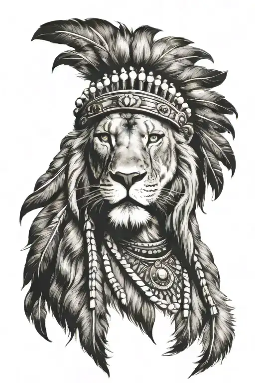 Lion Wearing Indian Headdress