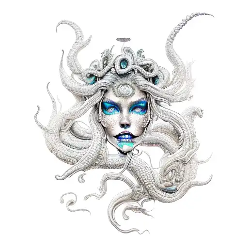 A Mesmerizing Mermaid With A Skull Crown And Medusa-like Hair