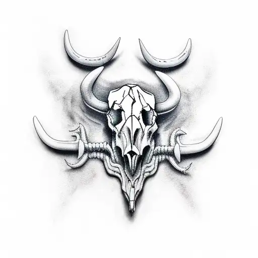 Bull Skull And Sparrow