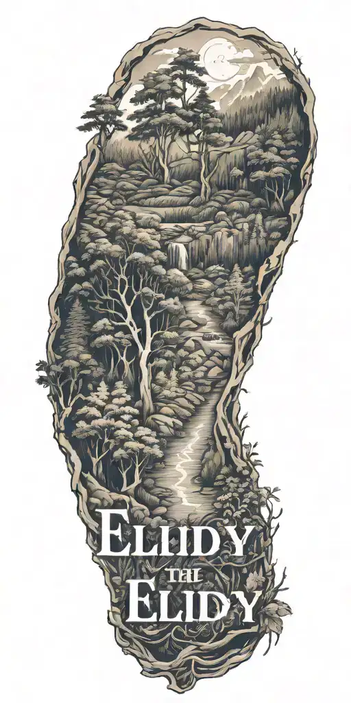 The Name Ellidy Written Surrounded By Nature