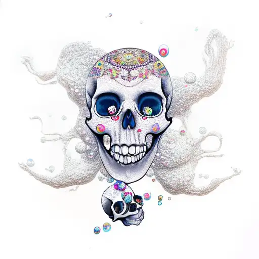 Beautiful Skull Girl With Bubbles