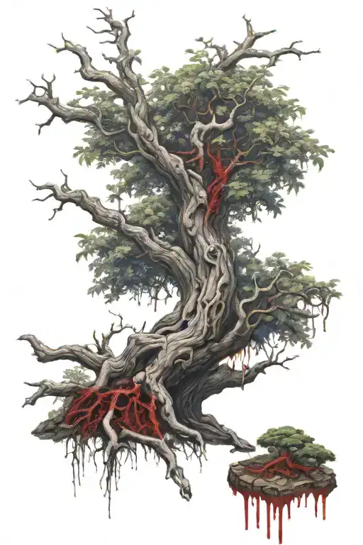 Elder Tree Dead With Red Blood