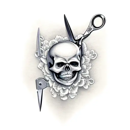 Skeleton Holding Scissors In Its Hands