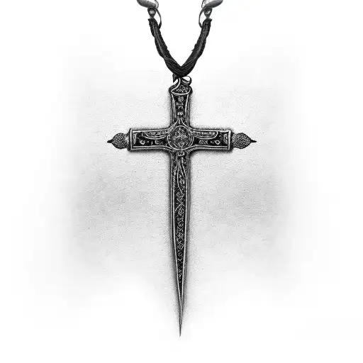 Dagger Wrapped Around With Chain And Cross