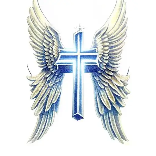 Christian Cross With Majestic Angel Wings
