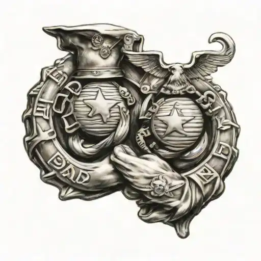 Marine Corps Emblem Semper Fi Dad Holding Hands
