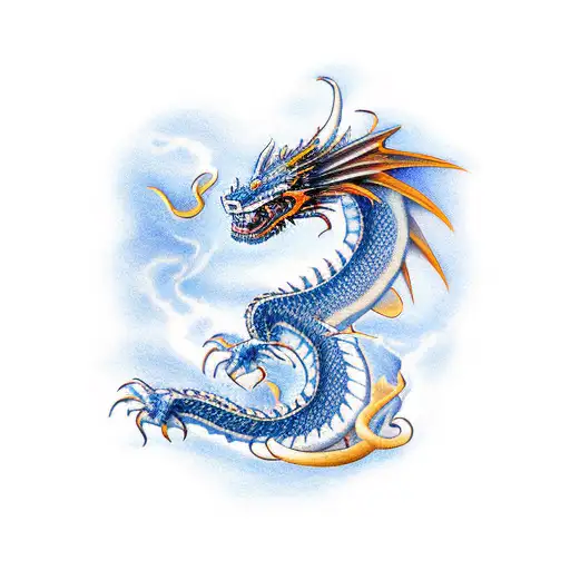 Female Dark Blue And White Mystic Dragon