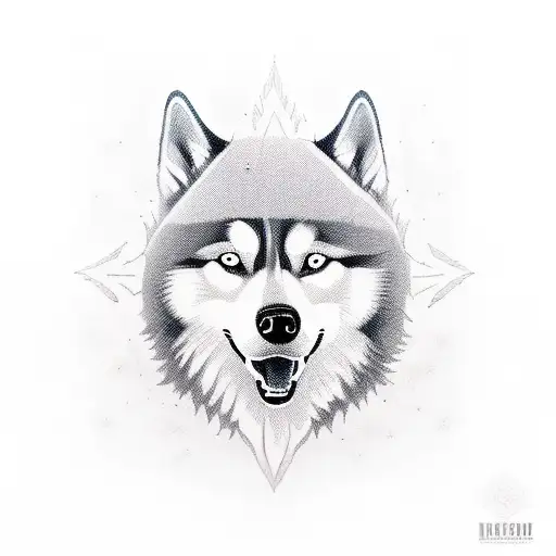 A Skateboarder Performing A Kickflip Surrounded By Siberian Husky Fur Patterns