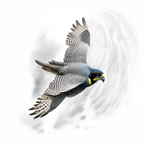 Peregrine Falcon With Waterfall Background Realistic