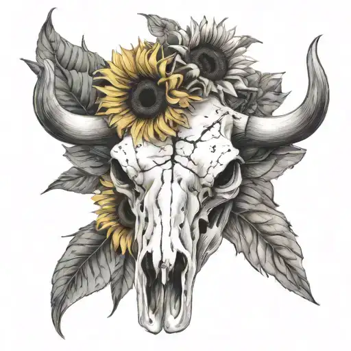 Cow Skull And Sunflower