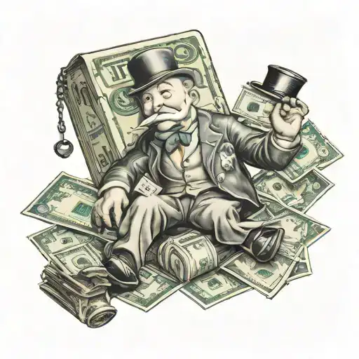Monopoly Man Holding Money Bag