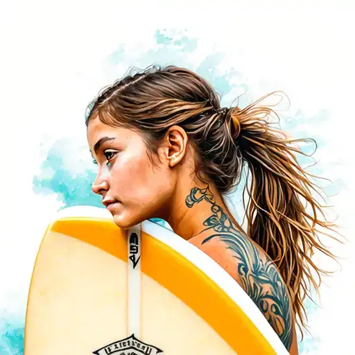 Portrait Of A Girl With A Surfboard