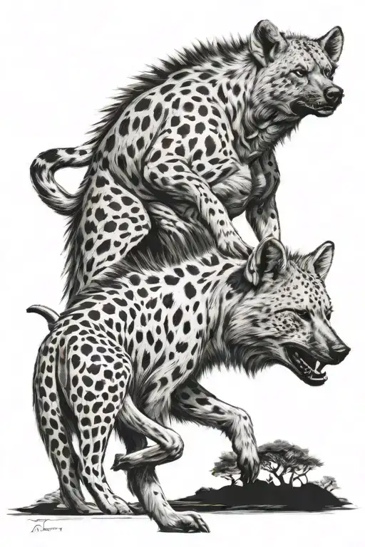 Realistic African Hunter And Hyena Howling