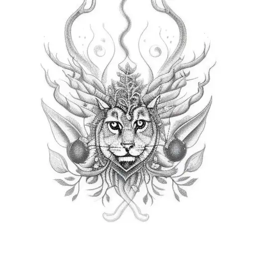 A Detailed Forearm Sleeve Featuring Kali Surrounded By Forest Creatures