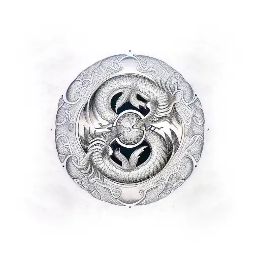 Dragon Yin And Yang Sign