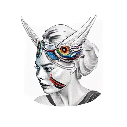 Margot Robbie With A Black Cockatoo Headdress