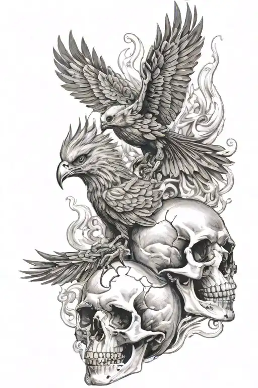 Skull And Pheonix Bird