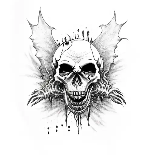 Vampire Skull With Fangs Dripping Blood Horror Gruesome Dark